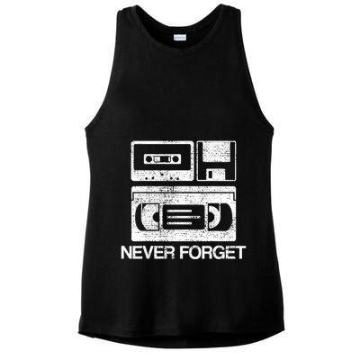 Never Forget Audio Cassette 70s 80s 90s Gift Ladies PosiCharge Tri-Blend Wicking Tank