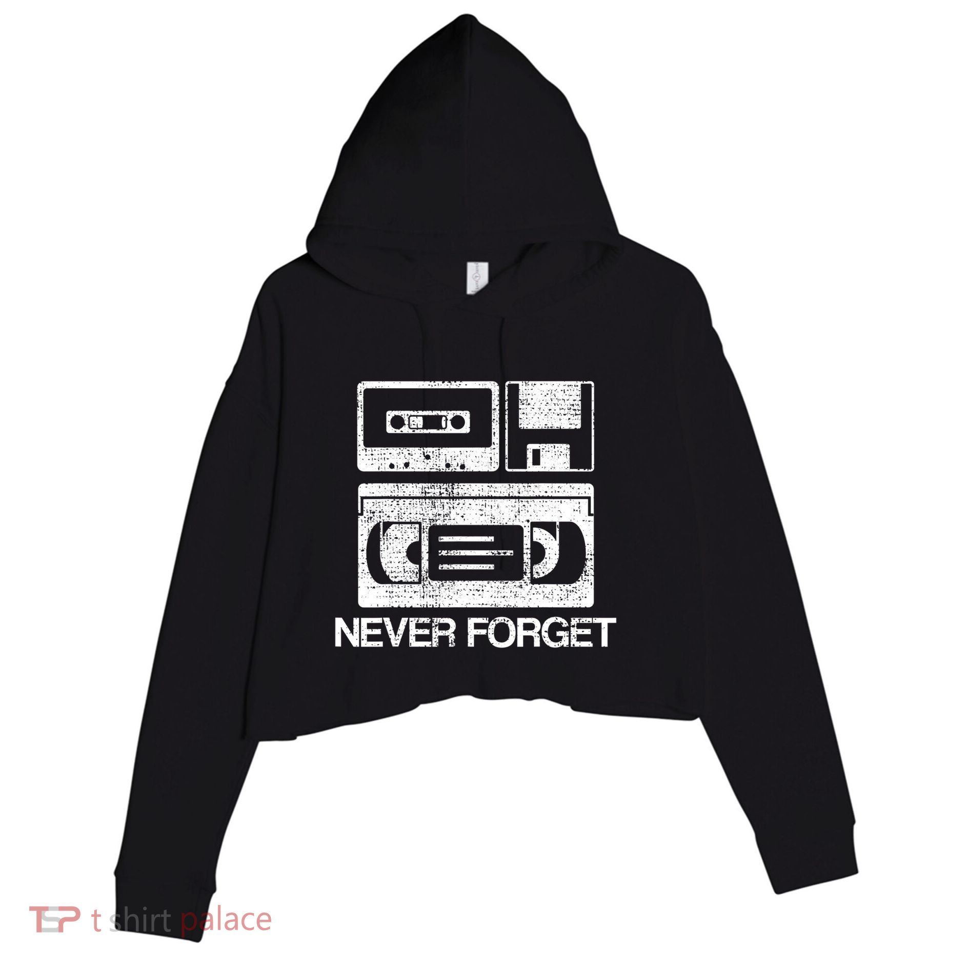 Never Forget Audio Cassette 70s 80s 90s Gift Crop Fleece Hoodie