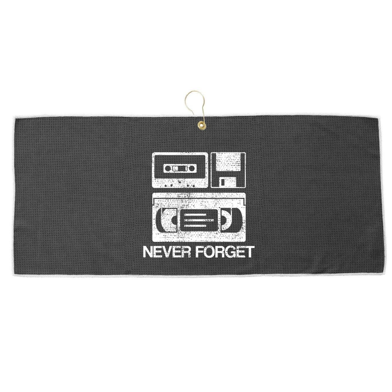 Never Forget Audio Cassette 70s 80s 90s Gift Large Microfiber Waffle Golf Towel