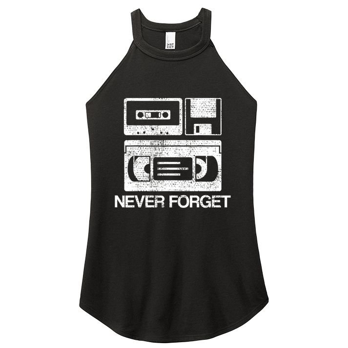 Never Forget Audio Cassette 70s 80s 90s Gift Women's Perfect Tri Rocker Tank
