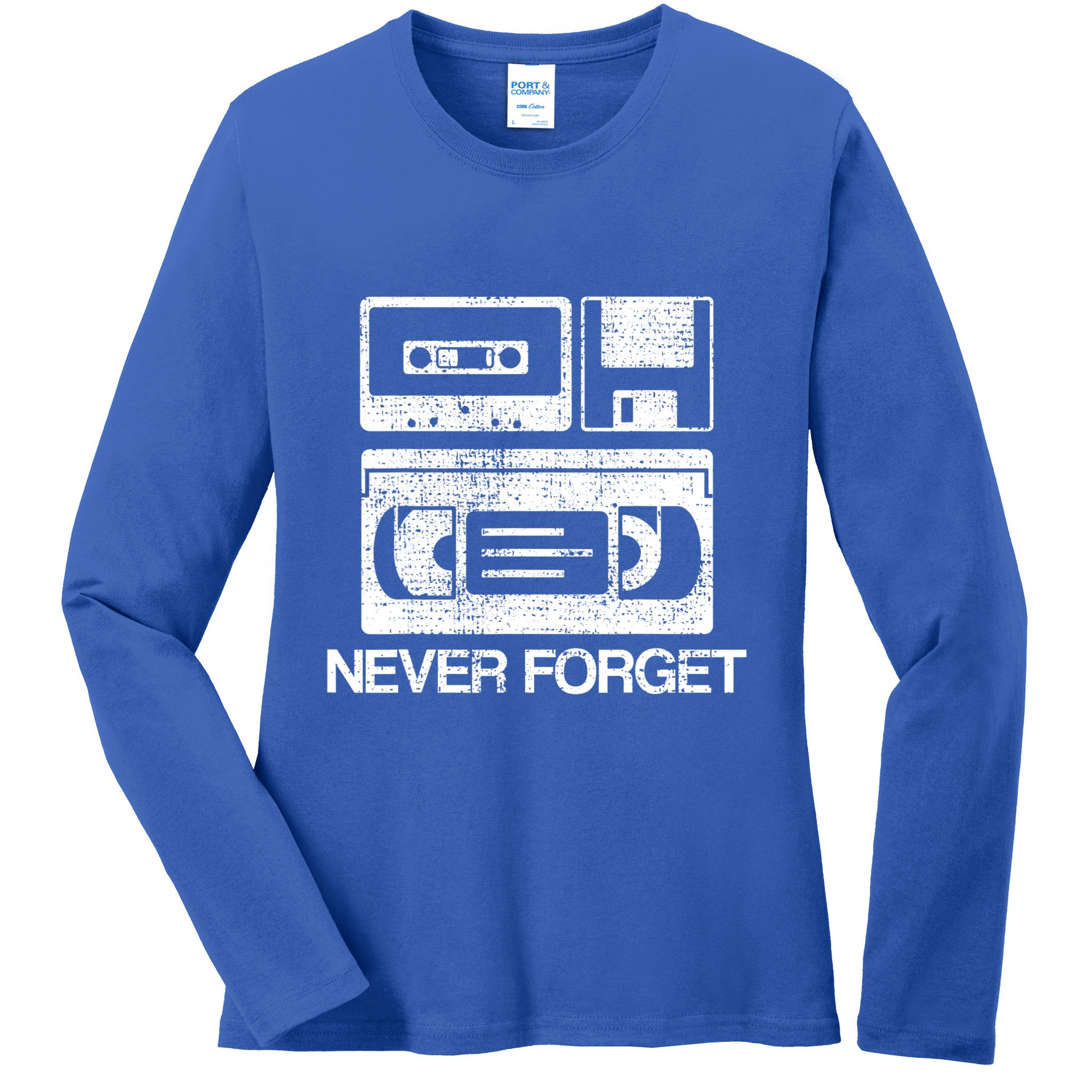 Never Forget Audio Cassette 70s 80s 90s Gift Ladies Long Sleeve Shirt
