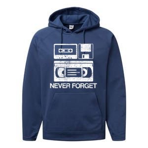 Never Forget Audio Cassette 70s 80s 90s Gift Performance Fleece Hoodie