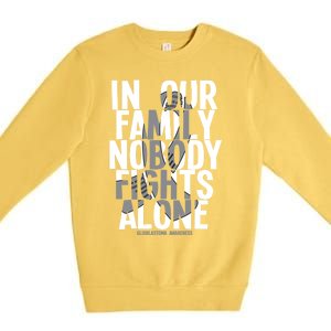 Nobody Fights Alone Glioblastoma Awareness Gift Premium Crewneck Sweatshirt