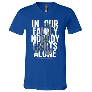 Nobody Fights Alone Glioblastoma Awareness Gift V-Neck T-Shirt