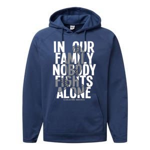 Nobody Fights Alone Glioblastoma Awareness Gift Performance Fleece Hoodie