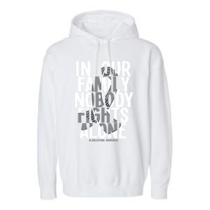 Nobody Fights Alone Glioblastoma Awareness Gift Garment-Dyed Fleece Hoodie