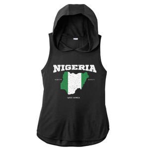 Nigeria Flag And Map Nigerian Coordinates Ladies PosiCharge Tri-Blend Wicking Draft Hoodie Tank