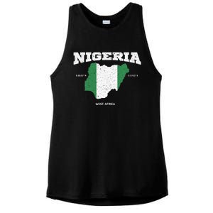 Nigeria Flag And Map Nigerian Coordinates Ladies PosiCharge Tri-Blend Wicking Tank