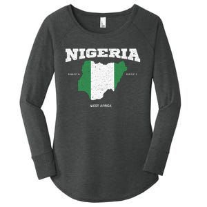 Nigeria Flag And Map Nigerian Coordinates Women's Perfect Tri Tunic Long Sleeve Shirt