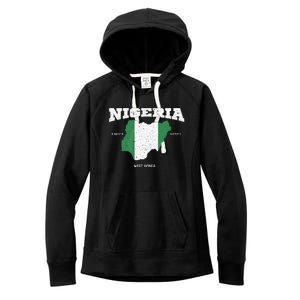 Nigeria Flag And Map Nigerian Coordinates Women's Fleece Hoodie