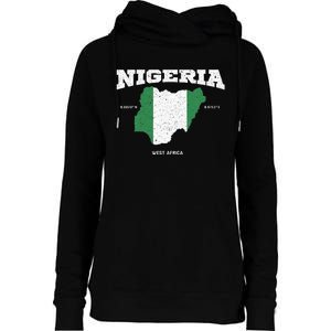 Nigeria Flag And Map Nigerian Coordinates Womens Funnel Neck Pullover Hood