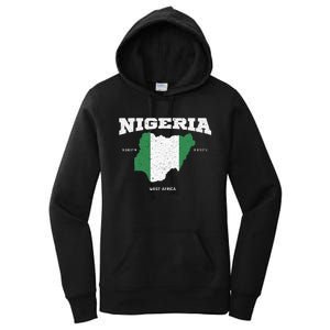 Nigeria Flag And Map Nigerian Coordinates Women's Pullover Hoodie