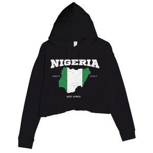 Nigeria Flag And Map Nigerian Coordinates Crop Fleece Hoodie