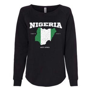 Nigeria Flag And Map Nigerian Coordinates Womens California Wash Sweatshirt