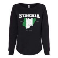 Nigeria Flag And Map Nigerian Coordinates Womens California Wash Sweatshirt