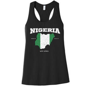 Nigeria Flag And Map Nigerian Coordinates Women's Racerback Tank