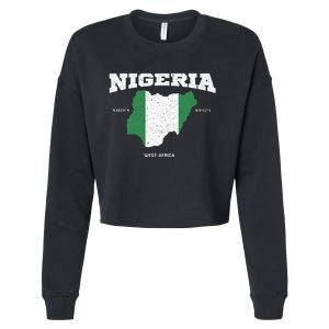 Nigeria Flag And Map Nigerian Coordinates Cropped Pullover Crew