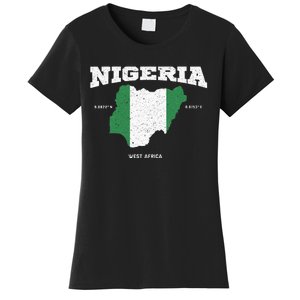 Nigeria Flag And Map Nigerian Coordinates Women's T-Shirt