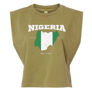 Nigeria Flag And Map Nigerian Coordinates Garment-Dyed Women's Muscle Tee