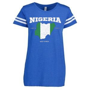 Nigeria Flag And Map Nigerian Coordinates Enza Ladies Jersey Football T-Shirt