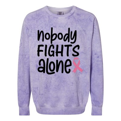 Nobody Fights Alone Breast Cancer Awareness Colorblast Crewneck Sweatshirt