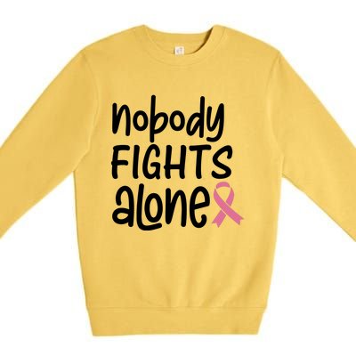 Nobody Fights Alone Breast Cancer Awareness Premium Crewneck Sweatshirt