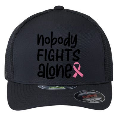 Nobody Fights Alone Breast Cancer Awareness Flexfit Unipanel Trucker Cap