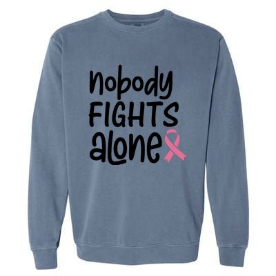 Nobody Fights Alone Breast Cancer Awareness Garment-Dyed Sweatshirt