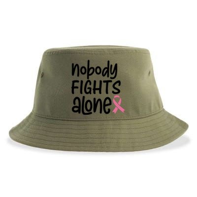 Nobody Fights Alone Breast Cancer Awareness Sustainable Bucket Hat