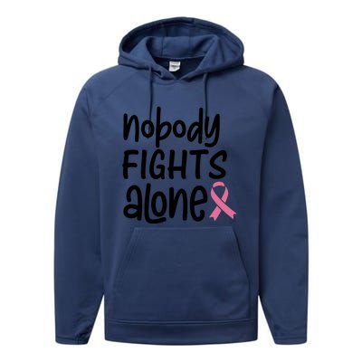 Nobody Fights Alone Breast Cancer Awareness Performance Fleece Hoodie