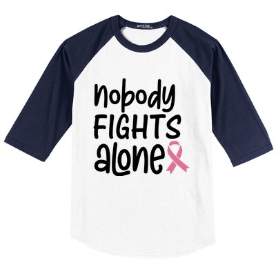 Nobody Fights Alone Breast Cancer Awareness Baseball Sleeve Shirt