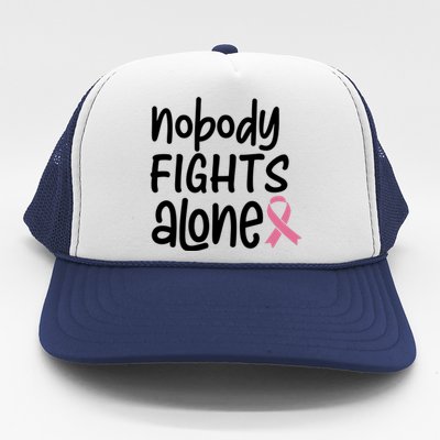 Nobody Fights Alone Breast Cancer Awareness Trucker Hat