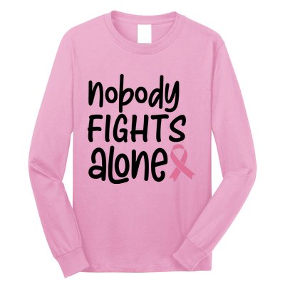 Nobody Fights Alone Breast Cancer Awareness Long Sleeve Shirt