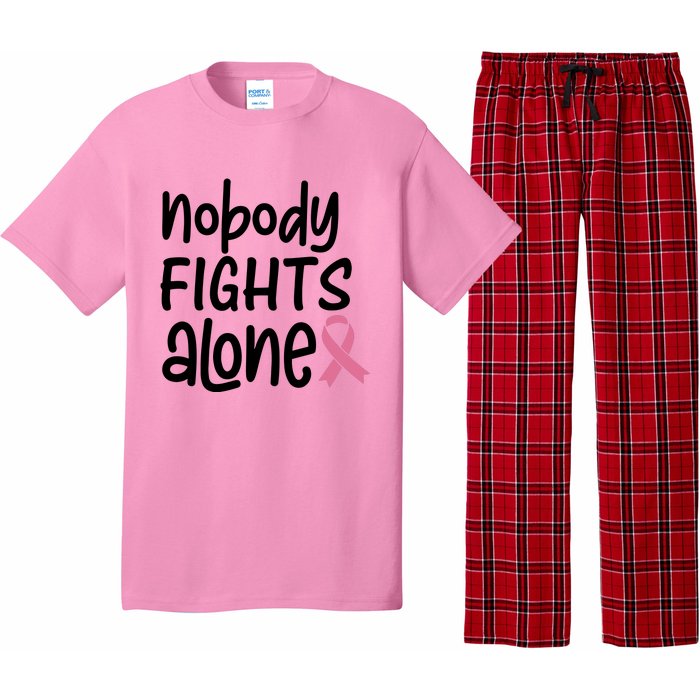 Nobody Fights Alone Breast Cancer Awareness Pajama Set