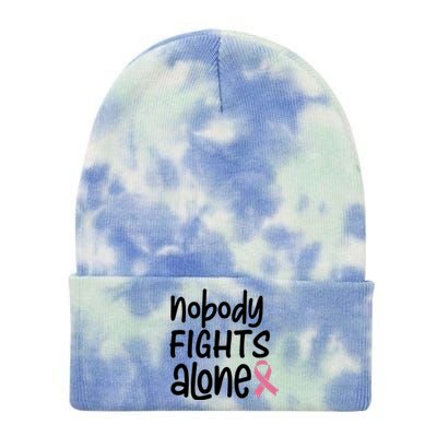 Nobody Fights Alone Breast Cancer Awareness Tie Dye 12in Knit Beanie