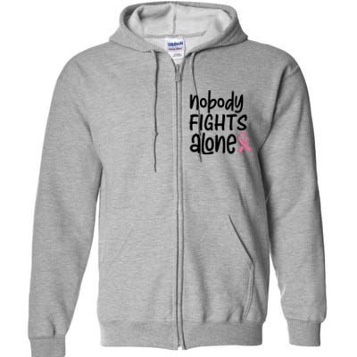 Nobody Fights Alone Breast Cancer Awareness Full Zip Hoodie