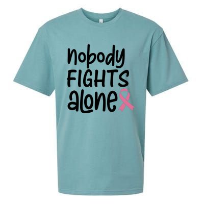 Nobody Fights Alone Breast Cancer Awareness Sueded Cloud Jersey T-Shirt