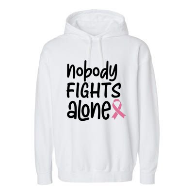 Nobody Fights Alone Breast Cancer Awareness Garment-Dyed Fleece Hoodie