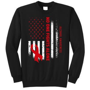 Nobody Fights Alcohol Alone USA Flag Red Ribbon Sweatshirt