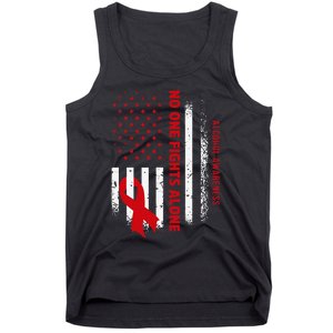 Nobody Fights Alcohol Alone USA Flag Red Ribbon Tank Top