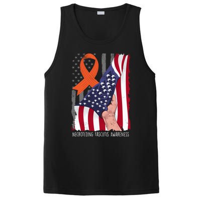 Necrotizing Fasciitis Awareness American Flag Orange Ribbon Gift PosiCharge Competitor Tank