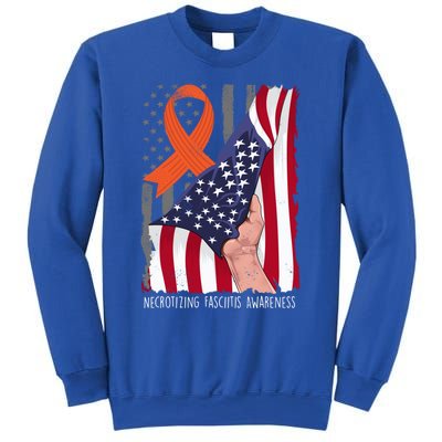 Necrotizing Fasciitis Awareness American Flag Orange Ribbon Gift Sweatshirt