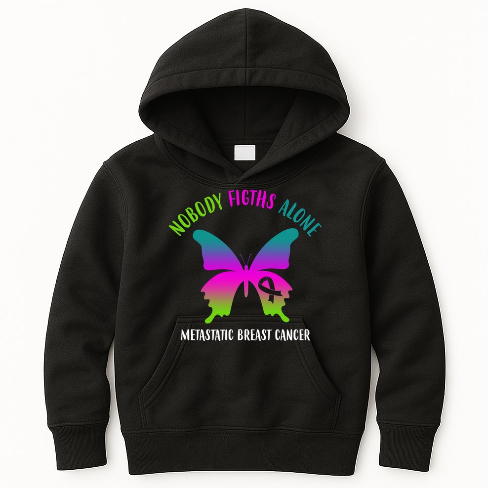 Nobody Fights Alone Metastatic Breast Cancer Kids Hoodie