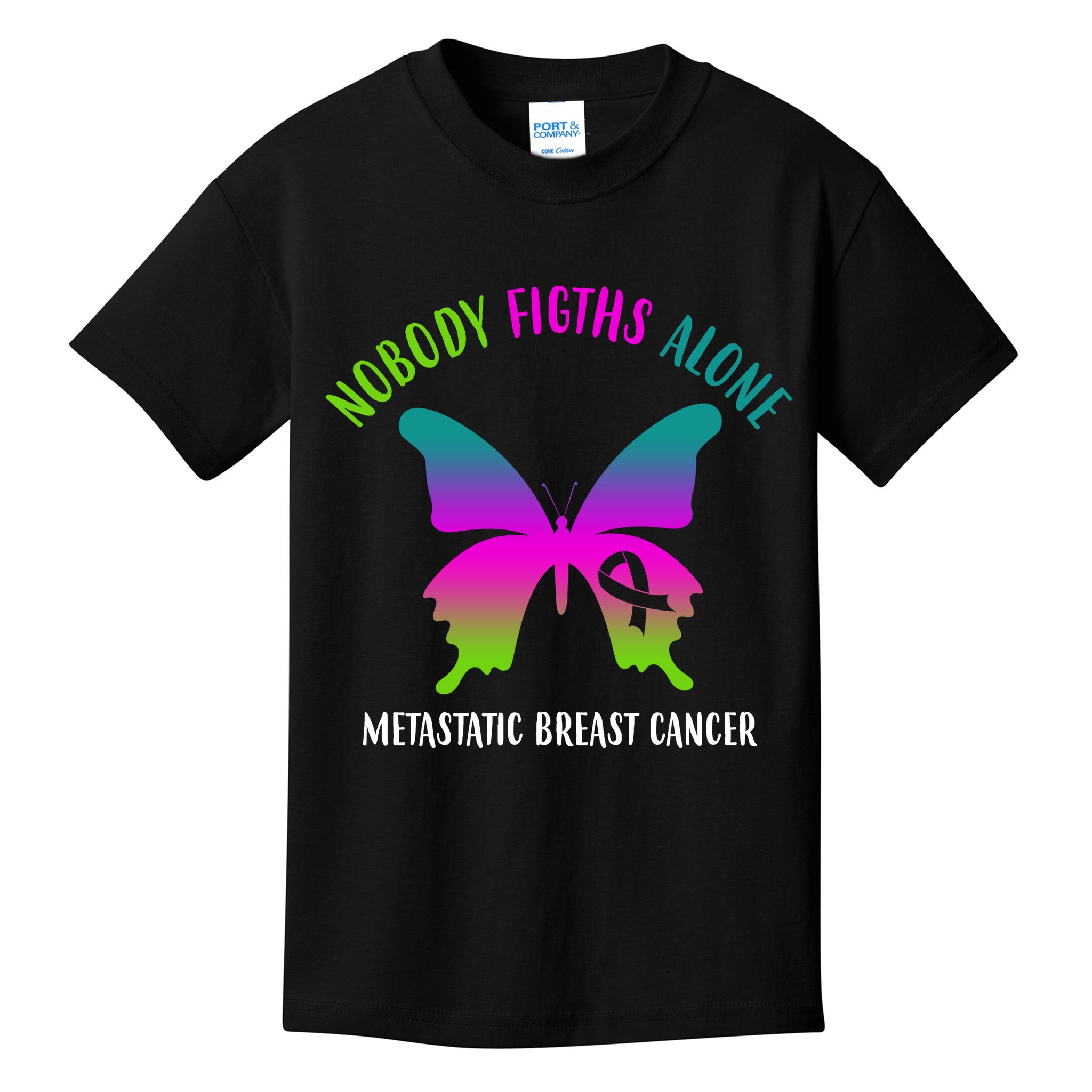 Nobody Fights Alone Metastatic Breast Cancer Kids T-Shirt