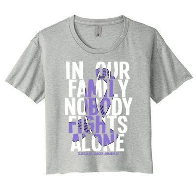 Nobody Fights Alone Testicular Cancer Awareness Gift Women's Crop Top Tee