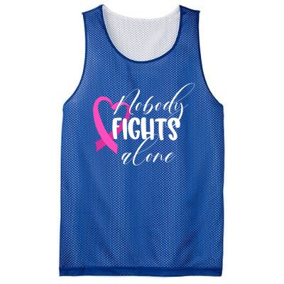 Nobody Fights Alone Breast Cancer Cool Gift Mesh Reversible Basketball Jersey Tank