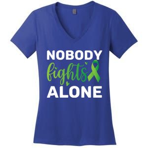 Nobody Fights Alone Tal Health Awareness Gift Women's V-Neck T-Shirt