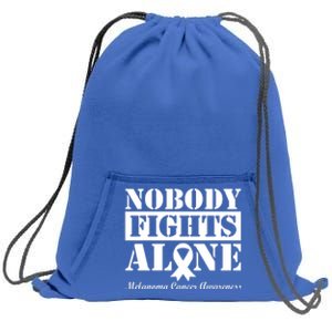 Nobody Fights Alone Melanoma Cancer Awareness Sweatshirt Cinch Pack Bag