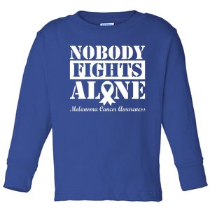 Nobody Fights Alone Melanoma Cancer Awareness Toddler Long Sleeve Shirt