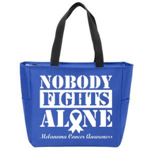 Nobody Fights Alone Melanoma Cancer Awareness Zip Tote Bag